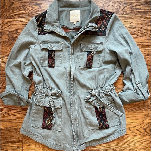 ModCloth Women’s Boho Army Green Aztec Diamond Embroidered Jacket Size M - Picture 14 of 14